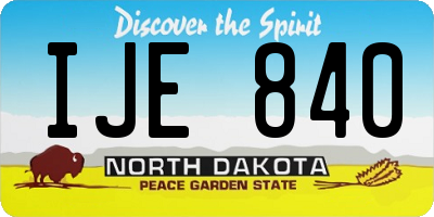 ND license plate IJE840