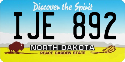 ND license plate IJE892