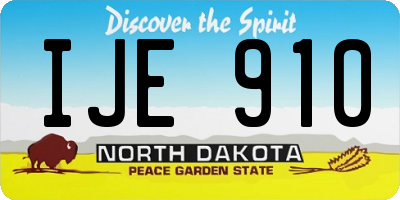 ND license plate IJE910