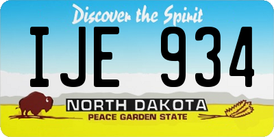 ND license plate IJE934