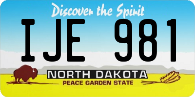 ND license plate IJE981