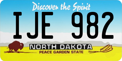 ND license plate IJE982