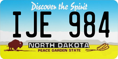 ND license plate IJE984