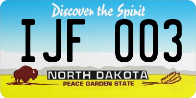 ND license plate IJF003