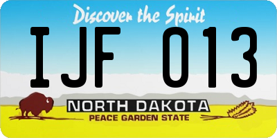 ND license plate IJF013