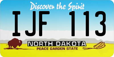 ND license plate IJF113