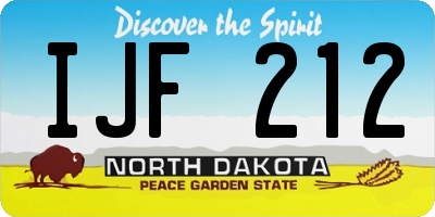ND license plate IJF212