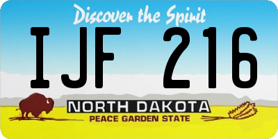 ND license plate IJF216