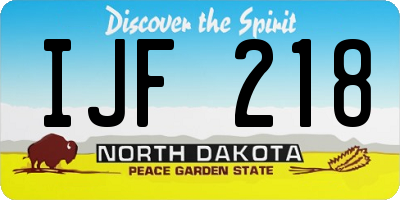 ND license plate IJF218