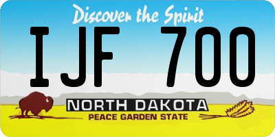 ND license plate IJF700