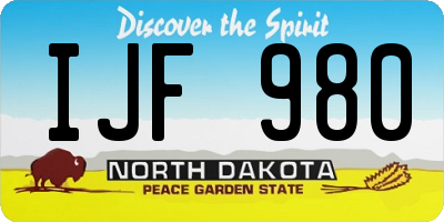 ND license plate IJF980