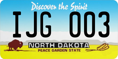 ND license plate IJG003