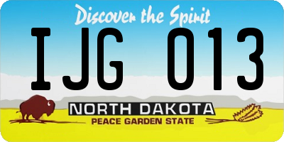 ND license plate IJG013