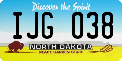ND license plate IJG038