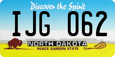 ND license plate IJG062
