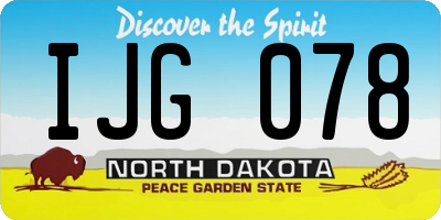ND license plate IJG078