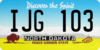 ND license plate IJG103