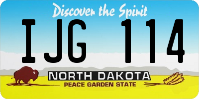 ND license plate IJG114