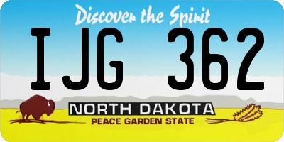 ND license plate IJG362