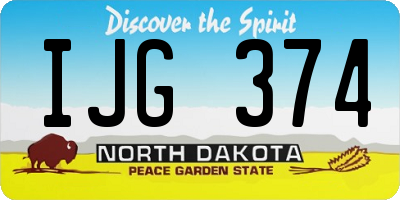 ND license plate IJG374