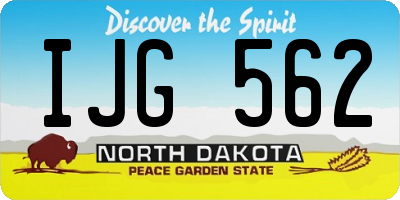 ND license plate IJG562