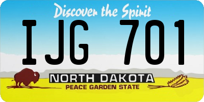 ND license plate IJG701