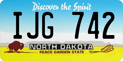 ND license plate IJG742