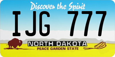 ND license plate IJG777
