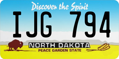 ND license plate IJG794