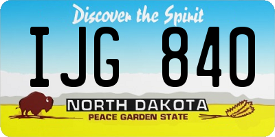 ND license plate IJG840