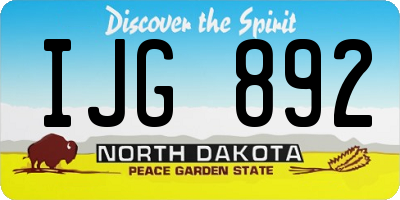 ND license plate IJG892