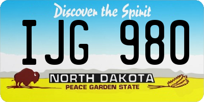 ND license plate IJG980