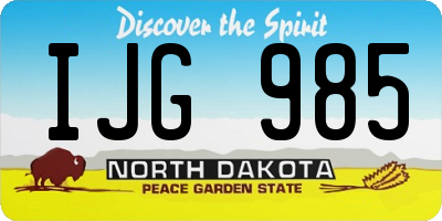 ND license plate IJG985