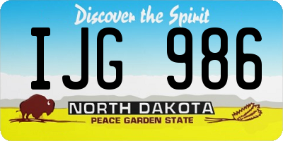 ND license plate IJG986