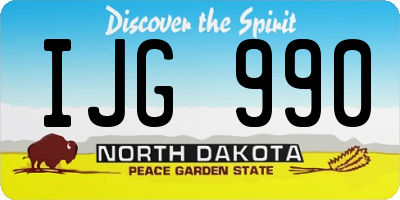 ND license plate IJG990