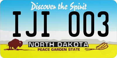 ND license plate IJI003