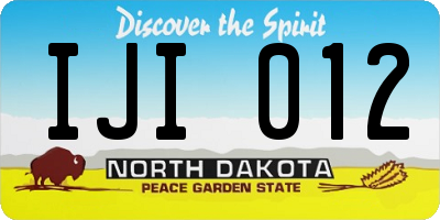 ND license plate IJI012
