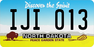 ND license plate IJI013