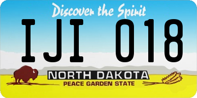 ND license plate IJI018