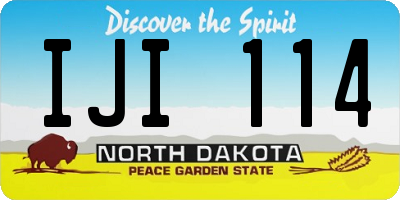 ND license plate IJI114