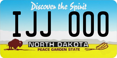 ND license plate IJJ000