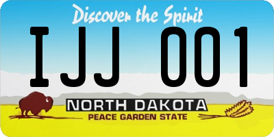 ND license plate IJJ001
