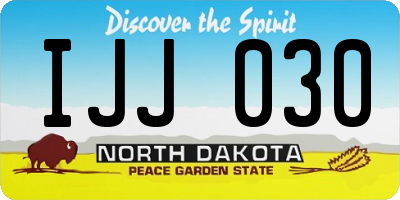 ND license plate IJJ030