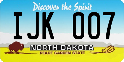 ND license plate IJK007