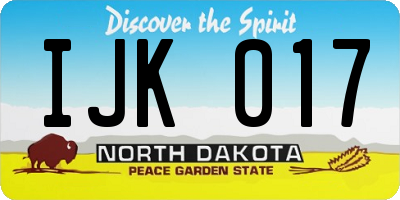 ND license plate IJK017