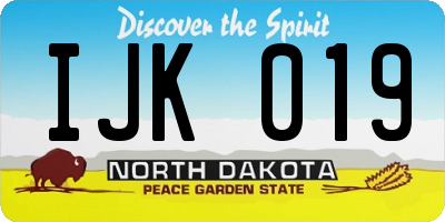 ND license plate IJK019