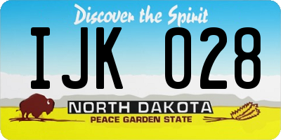 ND license plate IJK028