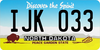 ND license plate IJK033