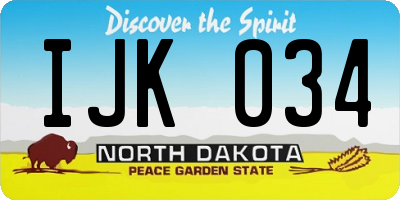 ND license plate IJK034