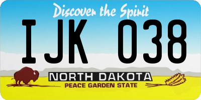 ND license plate IJK038